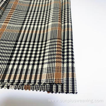 yarn dyed check bengaline stretch viscose fabric